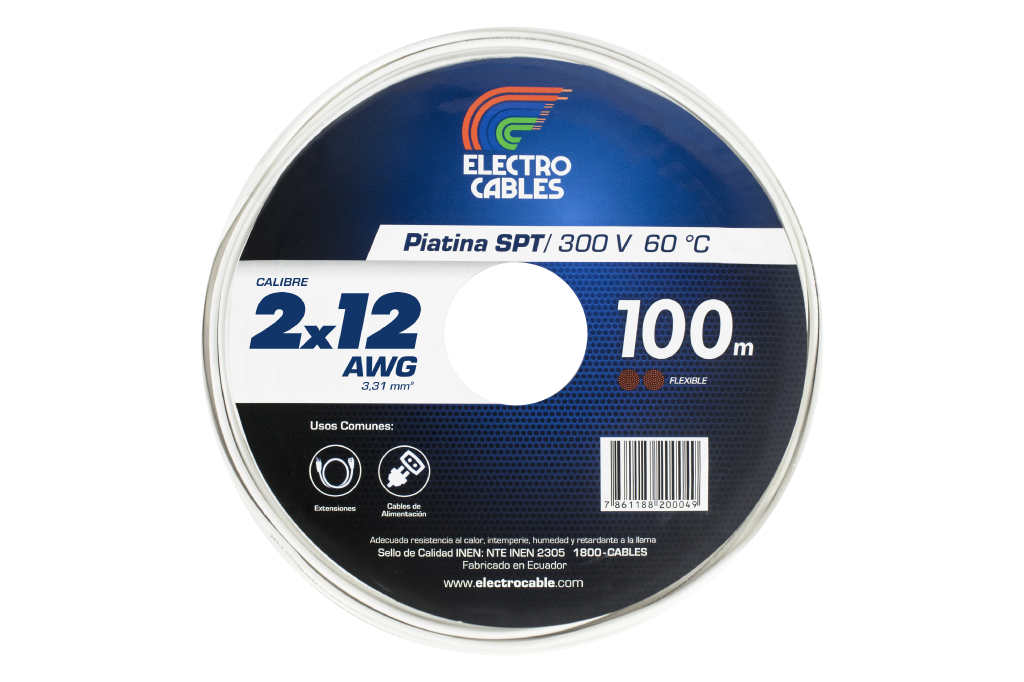 Cable Flexible Piatina SPT 2X12 AWG - 100 m.