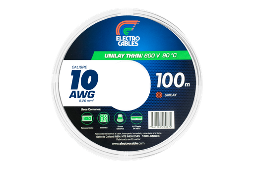 Cable Flexible THHN # 10 UNILAY AWG - 100 m.